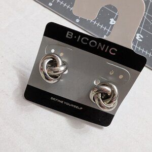 B Iconic cuff links silver tone metal cluster geometric vtg / org backing